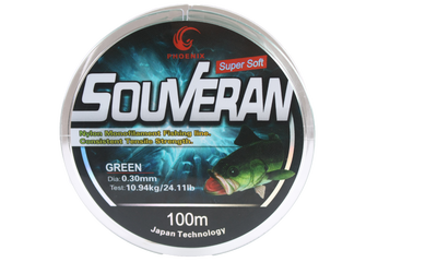 Леска PHX Souveran green 100м.  0,30mm  ― w-pelican.com